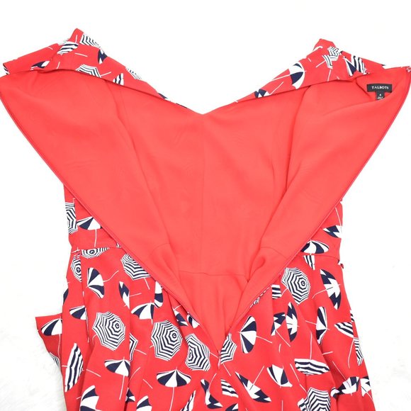 Talbots Fit and Flare Midi Dress Size 4 Red Cap Sleeve Vacation Beach Resort - Picture 9 of 13